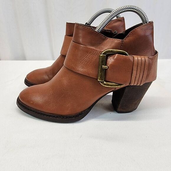 Steven By Steve Madden Women Sz 6.5 Brown Leather Buckle Ankle Fashion Boot Boot - Picture 6 of 11